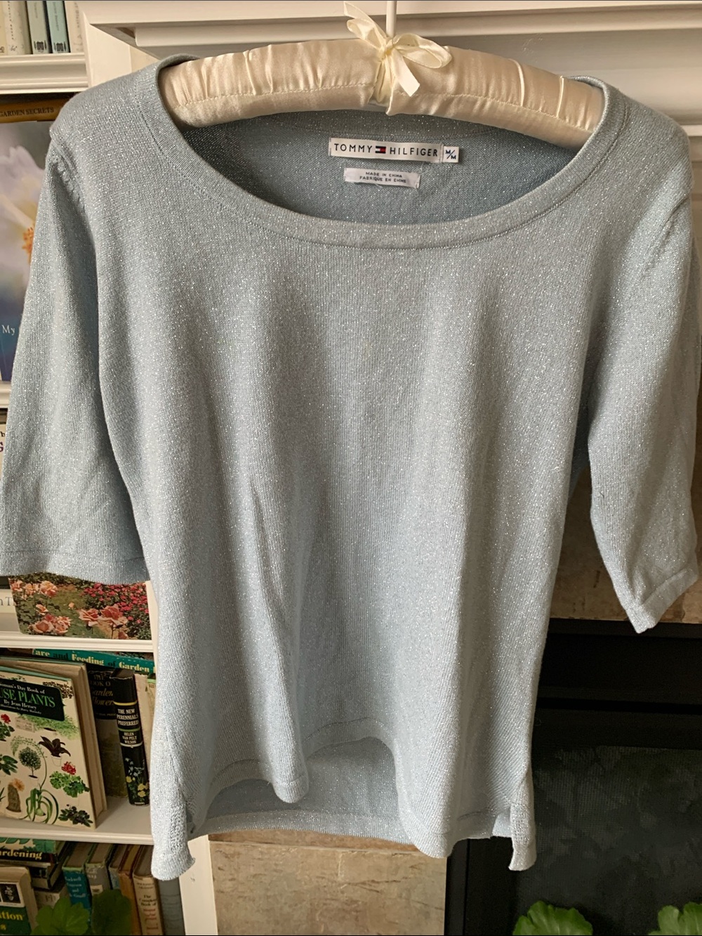 Tommy Hilfiger Light Blue Sparkle Short Sleeve Top